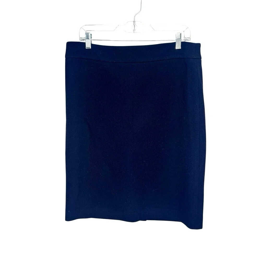 Armani Collezioni Women's Size 12 Pencil Skirt Navy Career Wool Silk Stretch - Picture 2 of 5